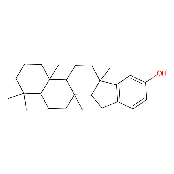 2D Structure of 1,1,4a,6a,11b-pentamethyl-3,4,4b,5,6,11,11a,12,13,13a-decahydro-2H-indeno[2,1-a]phenanthren-8-ol