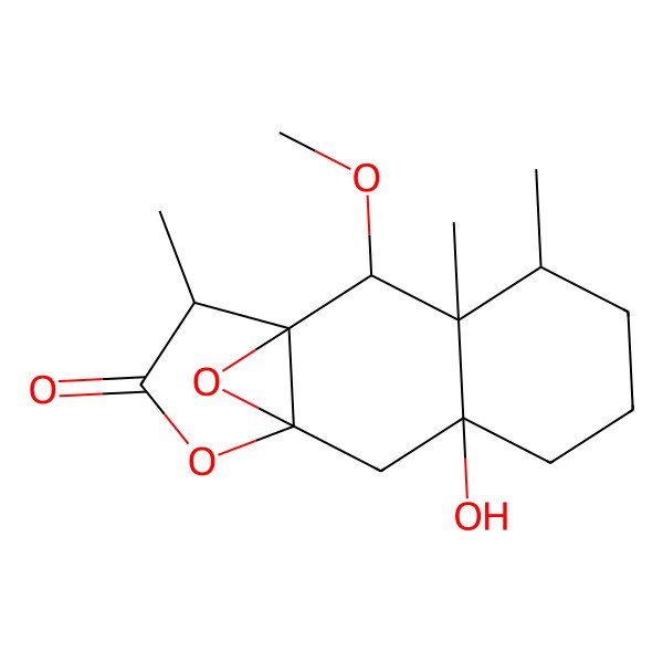 2D Structure of (1R,2R,3R,4R,8R,10R,13R)-8-hydroxy-2-methoxy-3,4,13-trimethyl-11,14-dioxatetracyclo[8.3.1.01,10.03,8]tetradecan-12-one