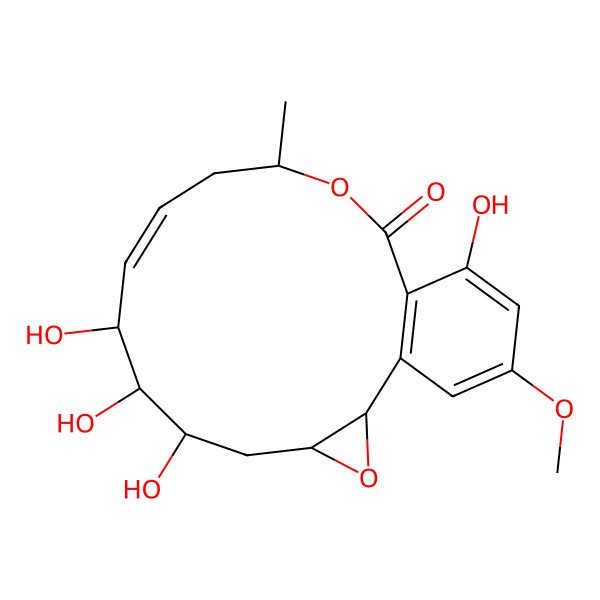 2D Structure of (2R,4R,6S,7S,8S,9Z,12S)-6,7,8,16-tetrahydroxy-18-methoxy-12-methyl-3,13-dioxatricyclo[13.4.0.02,4]nonadeca-1(15),9,16,18-tetraen-14-one