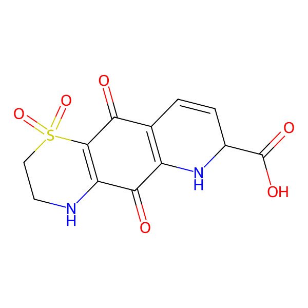2D Structure of 1,1,5,10-tetraoxo-3,4,6,7-tetrahydro-2H-pyrido[2,3-g][1,4]benzothiazine-7-carboxylic acid