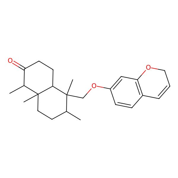 2D Structure of (1S,4aS,5R,6S,8aR)-5-(2H-chromen-7-yloxymethyl)-1,5,6,8a-tetramethyl-3,4,4a,6,7,8-hexahydro-1H-naphthalen-2-one 2D Structure of (1S,4aS,5R,6S,8aR)-5-(2H-chromen-7-yloxymethyl)-1,5,6,8a-tetramethyl-3,4,4a,6,7,8-hexahydro-1H-naphthalen-2-one