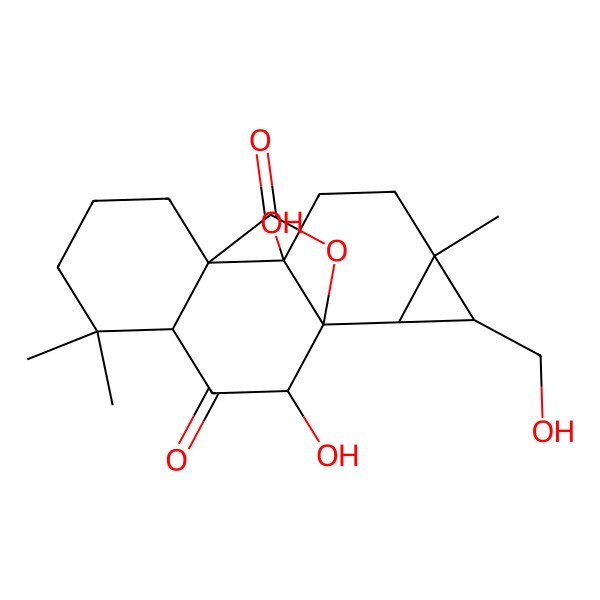 2D Structure of 2,10-Dihydroxy-14-(hydroxymethyl)-5,5,13-trimethyl-16-oxapentacyclo[7.6.2.01,10.04,9.013,15]heptadecane-3,17-dione