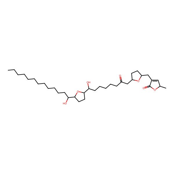 2D Structure of 4-[[5-[8-hydroxy-8-[5-(1-hydroxytridecyl)oxolan-2-yl]-2-oxooctyl]oxolan-2-yl]methyl]-2-methyl-2H-furan-5-one
