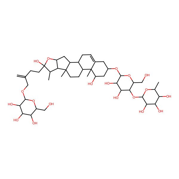 2D Structure of (2S,3R,4R,5R,6S)-2-[(2R,3S,4R,5R,6R)-6-[[(1S,2S,4S,6R,7S,8R,9S,12S,13R,14R,16R)-6,14-dihydroxy-7,9,13-trimethyl-6-[3-[[(2R,3R,4S,5S,6R)-3,4,5-trihydroxy-6-(hydroxymethyl)oxan-2-yl]oxymethyl]but-3-enyl]-5-oxapentacyclo[10.8.0.02,9.04,8.013,18]icos-18-en-16-yl]oxy]-4,5-dihydroxy-2-(hydroxymethyl)oxan-3-yl]oxy-6-methyloxane-3,4,5-triol