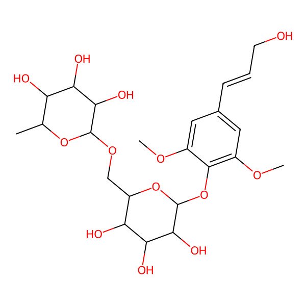 2D Structure of (2S,3R,4R,5R,6R)-2-methyl-6-[[(2R,3S,4S,5R,6S)-3,4,5-trihydroxy-6-[4-[(E)-3-hydroxyprop-1-enyl]-2,6-dimethoxyphenoxy]oxan-2-yl]methoxy]oxane-3,4,5-triol