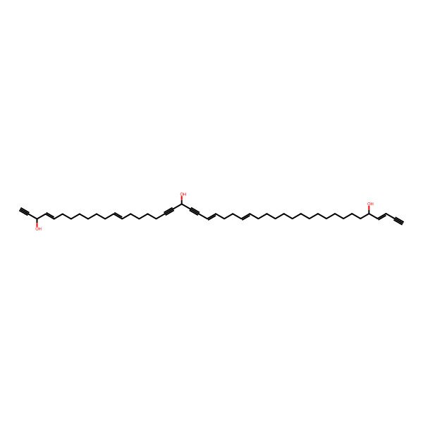 2D Structure of (3S,4E,12Z,20S,23E,27Z,42S,43Z)-hexatetraconta-4,12,23,27,43-pentaen-1,18,21,45-tetrayne-3,20,42-triol