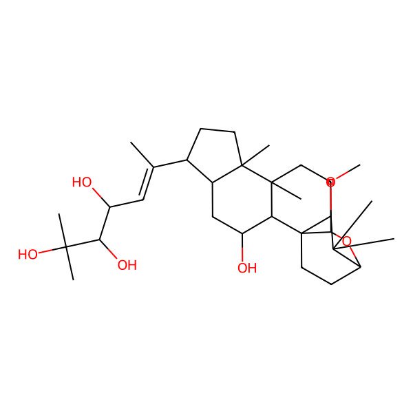 2D Structure of 6-(3-Hydroxy-17-methoxy-9,10,14,14-tetramethyl-16-oxapentacyclo[13.2.2.01,13.02,10.05,9]nonadecan-6-yl)-2-methylhept-5-ene-2,3,4-triol