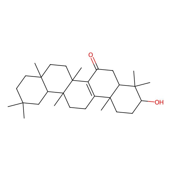 2D Structure of 3-hydroxy-4,4,6a,6b,8a,11,11,14b-octamethyl-2,3,4a,5,7,8,9,10,12,12a,13,14-dodecahydro-1H-picen-6-one