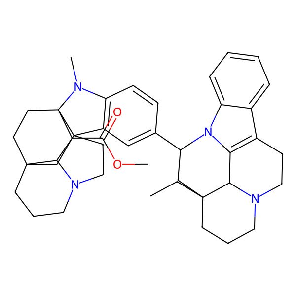 2D Structure of methyl (1S,9S,16S,18R,21R)-6-[(15S,17R,19R)-15-ethyl-1,11-diazapentacyclo[9.6.2.02,7.08,18.015,19]nonadeca-2,4,6,8(18)-tetraen-17-yl]-2-methyl-2,12-diazahexacyclo[14.2.2.19,12.01,9.03,8.016,21]henicosa-3(8),4,6-triene-18-carboxylate