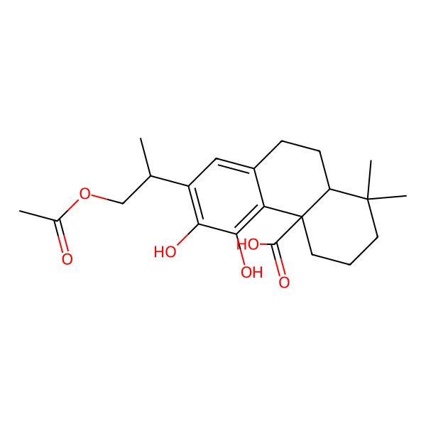 2D Structure of (4aR,10aS)-7-[(2S)-1-acetyloxypropan-2-yl]-5,6-dihydroxy-1,1-dimethyl-2,3,4,9,10,10a-hexahydrophenanthrene-4a-carboxylic acid