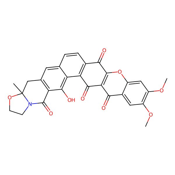 2D Structure of (10R)-3-hydroxy-23,24-dimethoxy-10-methyl-9,20-dioxa-6-azaheptacyclo[15.12.0.02,14.04,12.06,10.019,28.021,26]nonacosa-1(17),2,4(12),13,15,19(28),21,23,25-nonaene-5,18,27,29-tetrone