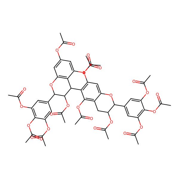 2D Structure of [5,7-diacetyloxy-2-(3,4,5-triacetyloxyphenyl)-6-[3,5,7-triacetyloxy-2-(3,4,5-triacetyloxyphenyl)-3,4-dihydro-2H-chromen-4-yl]-3,4-dihydro-2H-chromen-3-yl] acetate