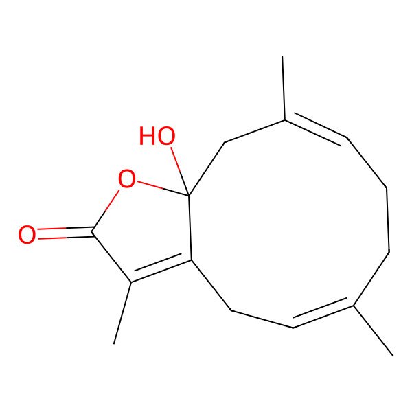 2D Structure of 11a-Hydroxy-3,6,10-trimethyl-4,7,8,11-tetrahydrocyclodeca[b]furan-2-one