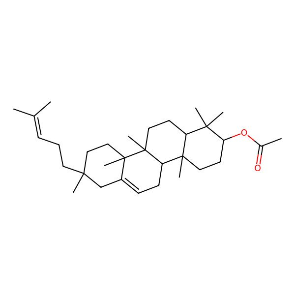 2D Structure of [(2S,4aR,4bR,8R,10aR,10bR,12aR)-1,1,4a,8,10a,10b-hexamethyl-8-(4-methylpent-3-enyl)-3,4,4b,5,7,9,10,11,12,12a-decahydro-2H-chrysen-2-yl] acetate
