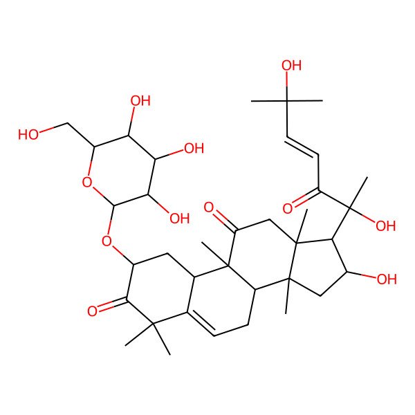 2D Structure of 17-(2,6-dihydroxy-6-methyl-3-oxohept-4-en-2-yl)-16-hydroxy-4,4,9,13,14-pentamethyl-2-[3,4,5-trihydroxy-6-(hydroxymethyl)oxan-2-yl]oxy-2,7,8,10,12,15,16,17-octahydro-1H-cyclopenta[a]phenanthrene-3,11-dione