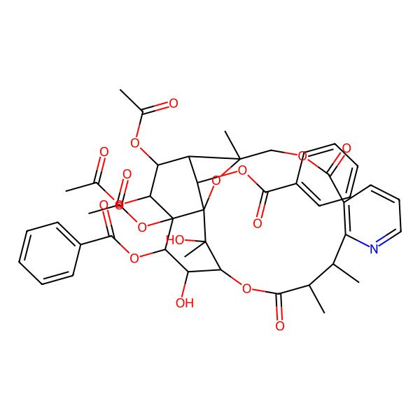 2D Structure of [(1S,3S,13S,14S,17S,18S,19S,20R,21S,22R,23R,24R,25R)-20,21,22-triacetyloxy-19-benzoyloxy-18,25-dihydroxy-3,13,14,25-tetramethyl-6,15-dioxo-2,5,16-trioxa-11-azapentacyclo[15.7.1.01,20.03,23.07,12]pentacosa-7(12),8,10-trien-24-yl] benzoate