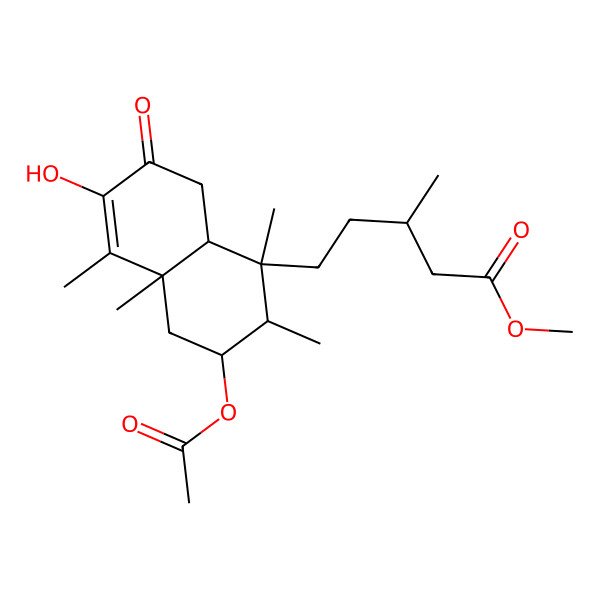 2D Structure of methyl (3R)-5-[(1R,2S,3S,4aS,8aR)-3-acetyloxy-6-hydroxy-1,2,4a,5-tetramethyl-7-oxo-3,4,8,8a-tetrahydro-2H-naphthalen-1-yl]-3-methylpentanoate