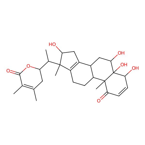 2D Structure of 4,5-dimethyl-2-[1-(4,5,6,16-tetrahydroxy-10,17-dimethyl-1-oxo-6,7,8,9,11,12,15,16-octahydro-4H-cyclopenta[a]phenanthren-17-yl)ethyl]-2,3-dihydropyran-6-one
