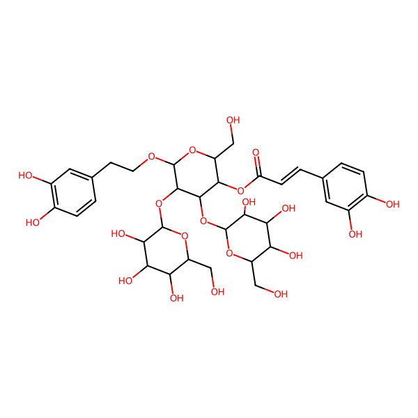 2D Structure of [6-[2-(3,4-Dihydroxyphenyl)ethoxy]-2-(hydroxymethyl)-4,5-bis[[3,4,5-trihydroxy-6-(hydroxymethyl)oxan-2-yl]oxy]oxan-3-yl] 3-(3,4-dihydroxyphenyl)prop-2-enoate