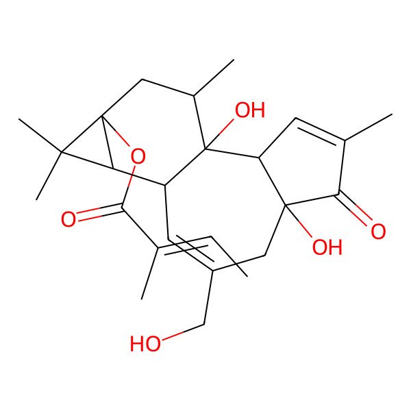 2D Structure of [(1R,2R,6R,10S,11R,13S,15R)-1,6-dihydroxy-8-(hydroxymethyl)-4,12,12,15-tetramethyl-5-oxo-13-tetracyclo[8.5.0.02,6.011,13]pentadeca-3,8-dienyl] (E)-2-methylbut-2-enoate