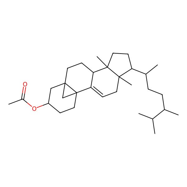 2D Structure of [(1R,5R,6R,9S,10S,13S,15S)-6-[(2R,5R)-5,6-dimethylheptan-2-yl]-5,9-dimethyl-15-pentacyclo[11.4.1.01,13.02,10.05,9]octadec-2-enyl] acetate