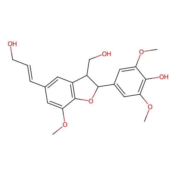2D Structure of 4-[(2R,3S)-3-(hydroxymethyl)-5-(3-hydroxyprop-1-enyl)-7-methoxy-2,3-dihydro-1-benzofuran-2-yl]-2,6-dimethoxyphenol