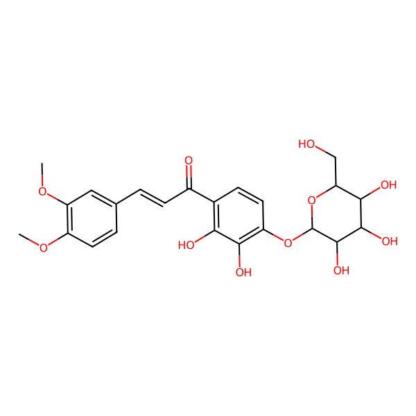 2D Structure of 1-[2,3-Dihydroxy-4-[3,4,5-trihydroxy-6-(hydroxymethyl)oxan-2-yl]oxyphenyl]-3-(3,4-dimethoxyphenyl)prop-2-en-1-one