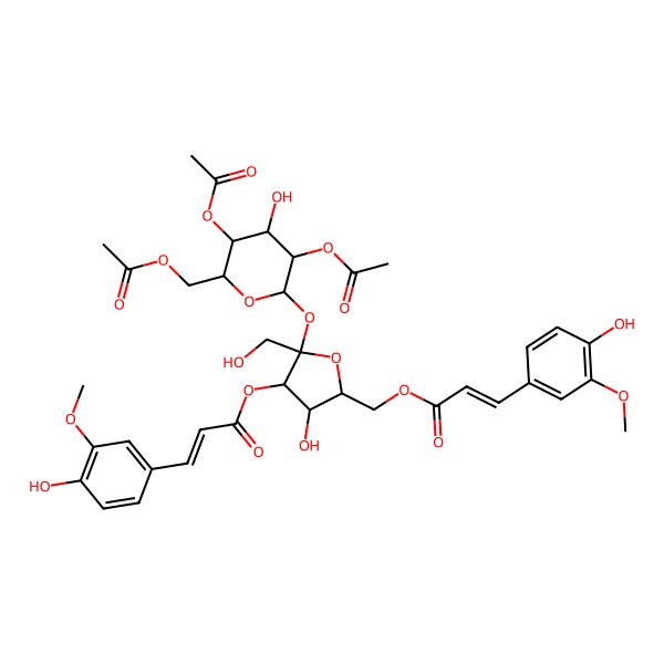 2D Structure of [5-[3,5-Diacetyloxy-6-(acetyloxymethyl)-4-hydroxyoxan-2-yl]oxy-3-hydroxy-4-[3-(4-hydroxy-3-methoxyphenyl)prop-2-enoyloxy]-5-(hydroxymethyl)oxolan-2-yl]methyl 3-(4-hydroxy-3-methoxyphenyl)prop-2-enoate