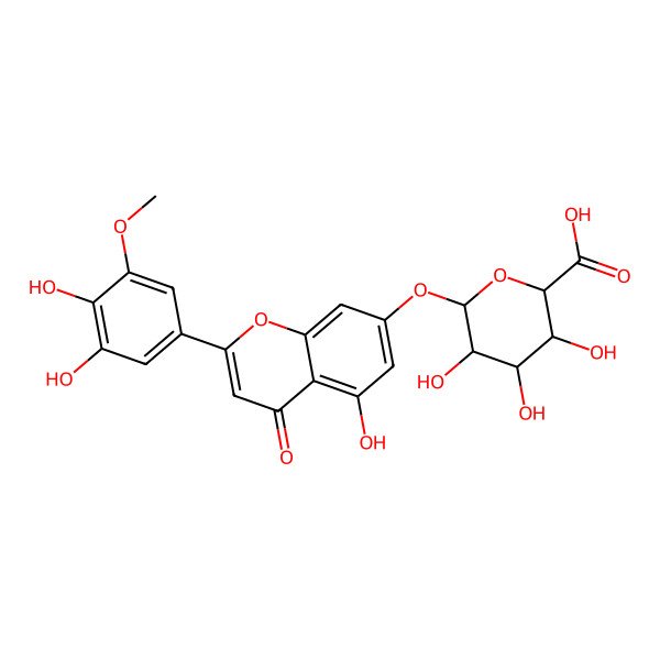 2D Structure of (2S,3S,4S,5S,6S)-6-[2-(3,4-dihydroxy-5-methoxyphenyl)-5-hydroxy-4-oxochromen-7-yl]oxy-3,4,5-trihydroxyoxane-2-carboxylic acid