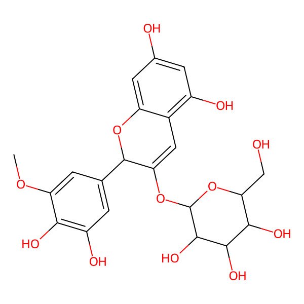 2D Structure of (2S,3R,4S,5R,6R)-2-[[2-(3,4-dihydroxy-5-methoxyphenyl)-5,7-dihydroxy-2H-chromen-3-yl]oxy]-6-(hydroxymethyl)oxane-3,4,5-triol