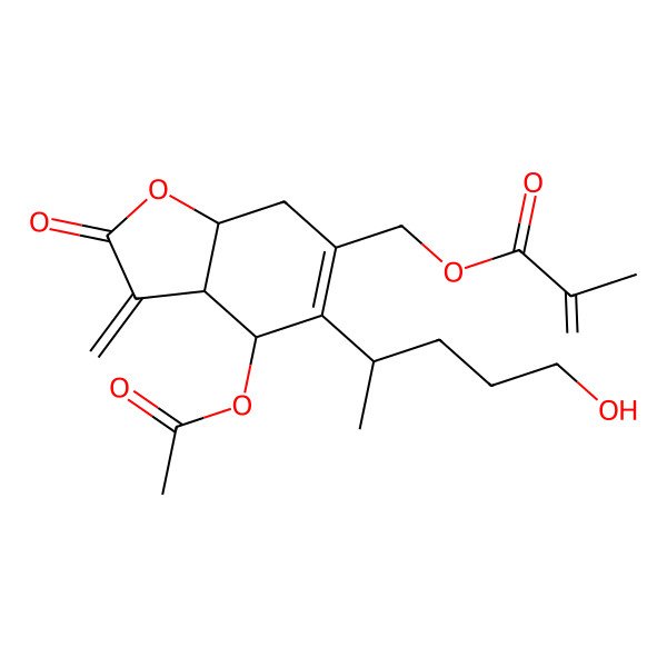 2D Structure of [(3aS,4S,7aR)-4-acetyloxy-5-[(2S)-5-hydroxypentan-2-yl]-3-methylidene-2-oxo-3a,4,7,7a-tetrahydro-1-benzofuran-6-yl]methyl 2-methylprop-2-enoate
