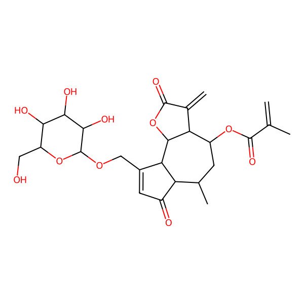 2D Structure of [6-methyl-3-methylidene-2,7-dioxo-9-[[3,4,5-trihydroxy-6-(hydroxymethyl)oxan-2-yl]oxymethyl]-4,5,6,6a,9a,9b-hexahydro-3aH-azuleno[4,5-b]furan-4-yl] 2-methylprop-2-enoate