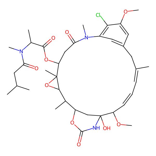 2D Structure of [(1S,2R,3S,5S,16Z,18Z,20R,21S)-11-chloro-21-hydroxy-12,20-dimethoxy-2,5,9,16-tetramethyl-8,23-dioxo-4,24-dioxa-9,22-diazatetracyclo[19.3.1.110,14.03,5]hexacosa-10,12,14(26),16,18-pentaen-6-yl] (2S)-2-[methyl(3-methylbutanoyl)amino]propanoate