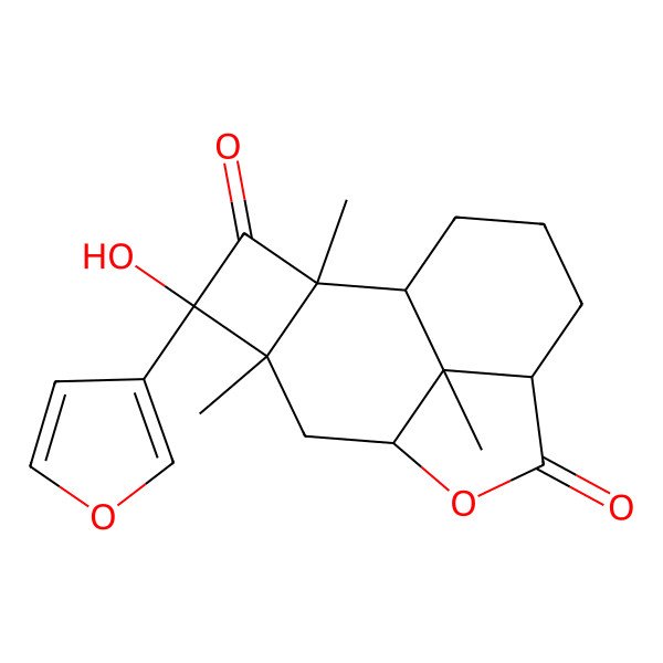 2D Structure of (1S,4R,8S,9R,11S,12S,14R)-11-(furan-3-yl)-11-hydroxy-9,12,14-trimethyl-2-oxatetracyclo[6.5.1.04,14.09,12]tetradecane-3,10-dione