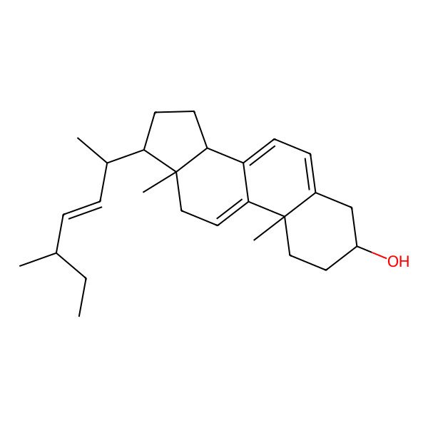2D Structure of (3S,10S,13R,14R,17R)-10,13-dimethyl-17-[(E,2R,5R)-5-methylhept-3-en-2-yl]-2,3,4,12,14,15,16,17-octahydro-1H-cyclopenta[a]phenanthren-3-ol