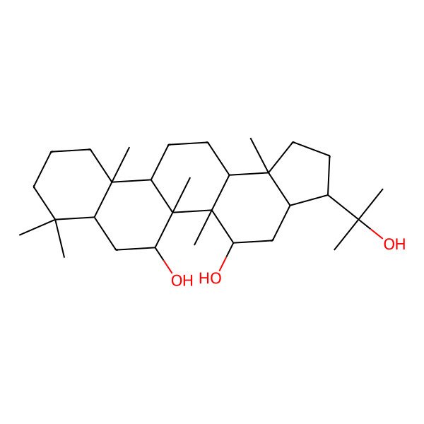 2D Structure of 3-(2-Hydroxypropan-2-yl)-5a,5b,8,8,11a,13b-hexamethyl-1,2,3,3a,4,5,6,7,7a,9,10,11,11b,12,13,13a-hexadecahydrocyclopenta[a]chrysene-5,6-diol