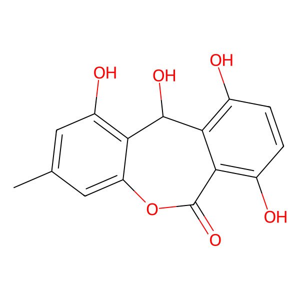 2D Structure of 1,7,10,11-tetrahydroxy-3-methyl-11H-benzo[c][1]benzoxepin-6-one