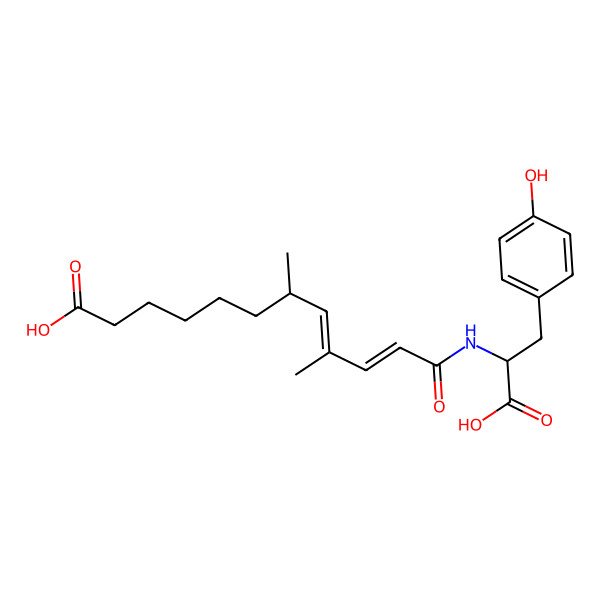 2D Structure of 12-[[1-Carboxy-2-(4-hydroxyphenyl)ethyl]amino]-7,9-dimethyl-12-oxododeca-8,10-dienoic acid