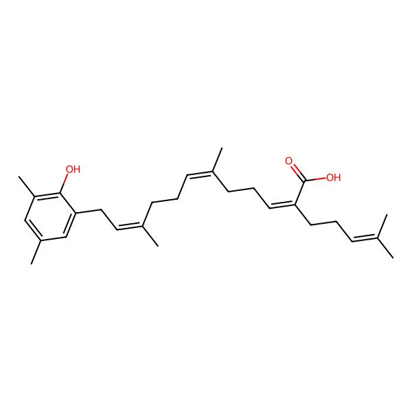 2D Structure of 12-(2-Hydroxy-3,5-dimethylphenyl)-6,10-dimethyl-2-(4-methylpent-3-enyl)dodeca-2,6,10-trienoic acid