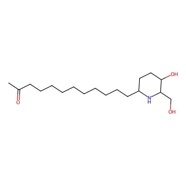 2D Structure of 12-[5-Hydroxy-6-(hydroxymethyl)piperidin-2-yl]dodecan-2-one