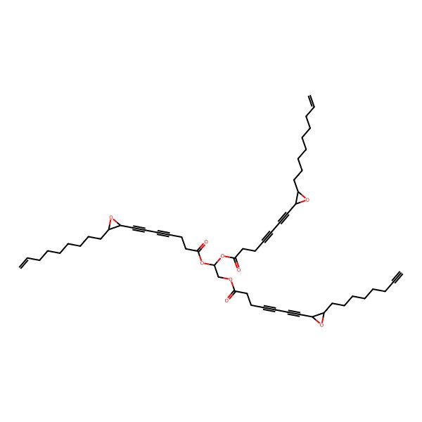 2D Structure of 1,2-(8R,9R-epoxy-17E-octadecen-4,6-diynoyl)-3-(8R,9R-epoxy-heptadec-4,6,16-triynoyl)-sn-glycerol