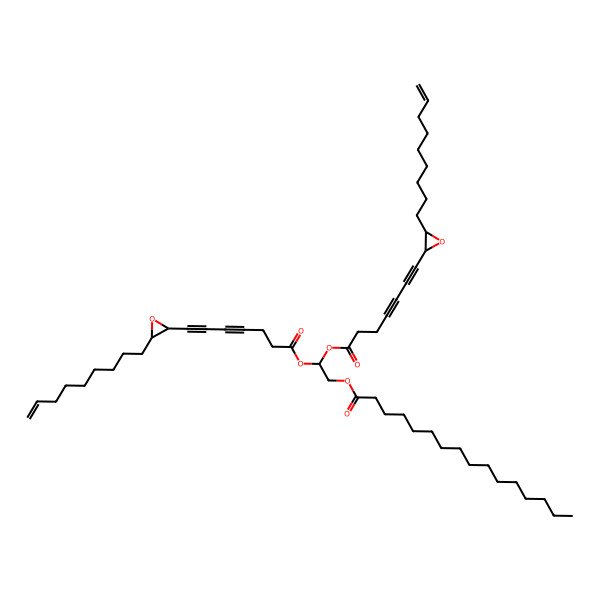 2D Structure of 1,2-(8R,9R-epoxy-17E-octadecen-4,6-diynoyl)-3-(hexadecanoyl)-sn-glycerol