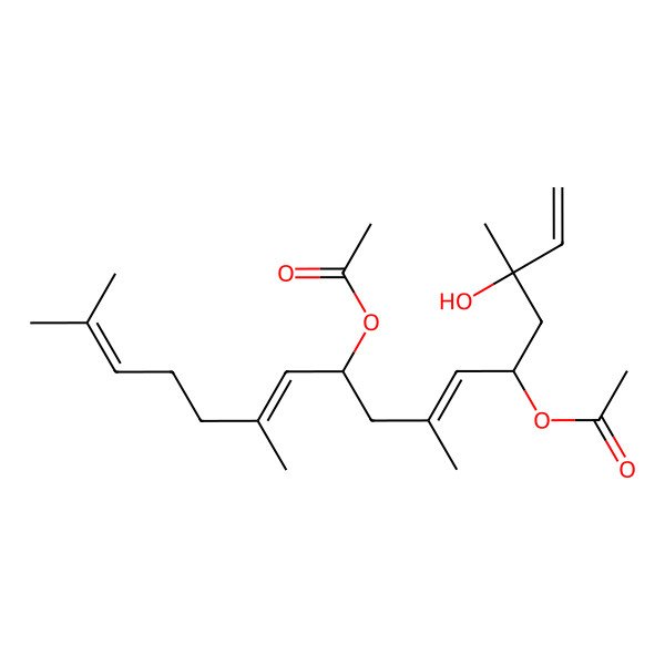 2D Structure of (12-Acetyloxy-14-hydroxy-2,6,10,14-tetramethylhexadeca-2,6,10,15-tetraen-8-yl) acetate