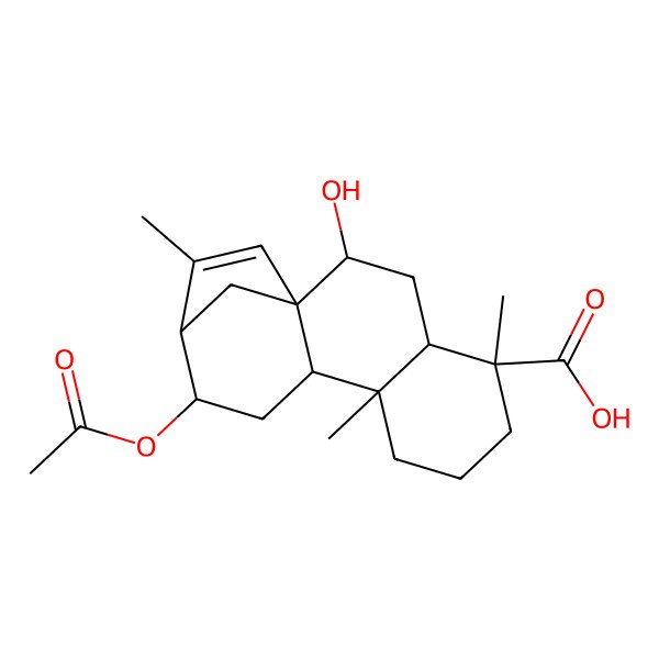 2D Structure of 12-Acetyloxy-2-hydroxy-5,9,14-trimethyltetracyclo[11.2.1.01,10.04,9]hexadec-14-ene-5-carboxylic acid