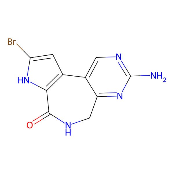 2D Structure of 12-Amino-4-bromo-5,8,11,13-tetrazatricyclo[8.4.0.02,6]tetradeca-1(14),2(6),3,10,12-pentaen-7-one