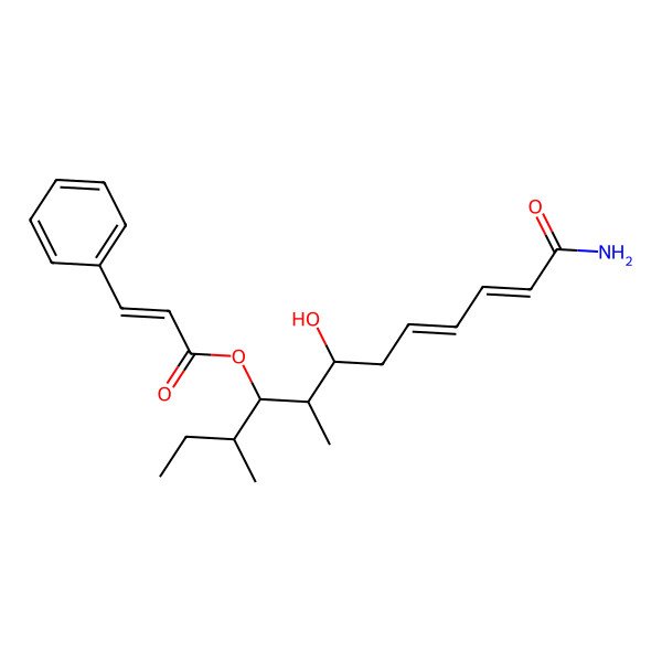 2D Structure of (12-Amino-6-hydroxy-3,5-dimethyl-12-oxododeca-8,10-dien-4-yl) 3-phenylprop-2-enoate