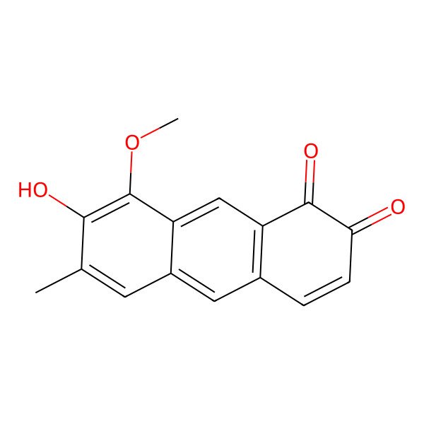2D Structure of 1,2-Anthracenedione, 7-hydroxy-8-methoxy-6-methyl-