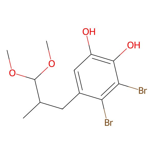 2D Structure of 1,2-Benzenediol, 3,4-dibromo-5-(3,3-dimethoxy-2-methylpropyl)-