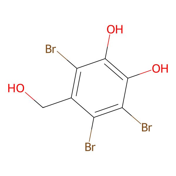 2D Structure of 1,2-Benzenediol, 3,4,6-tribromo-5-(hydroxymethyl)-
