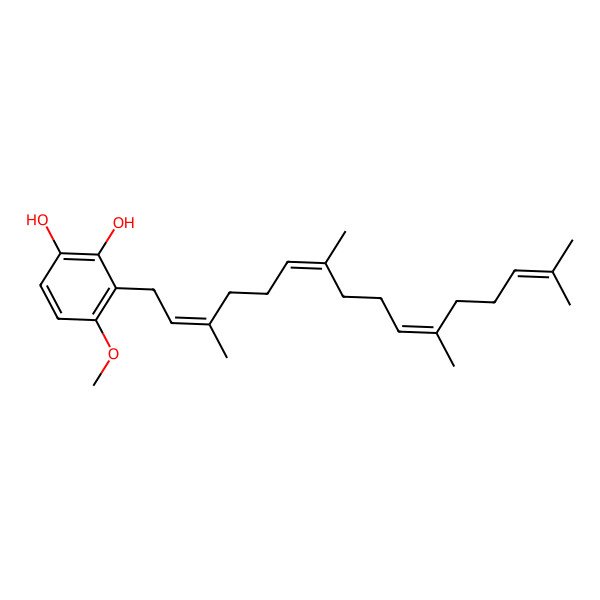 2D Structure of 1,2-Benzenediol, 4-methoxy-3-(3,7,11,15-tetramethyl-2,6,10,14-hexadecatetraenyl)-, (E,E,E)-